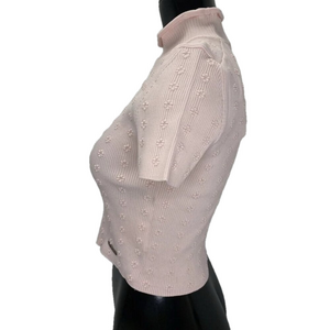 NEW WE11DONE Women's Floral Knit T-Shirt – Light Pink – Size S – NWT